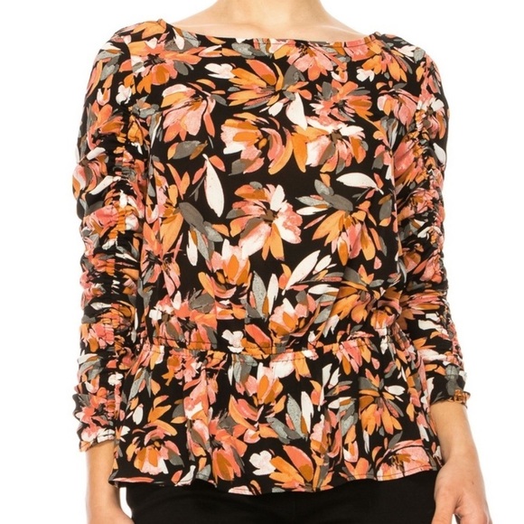 Zac & Rachel Pink and Orange Ruffled 3/4 Sleeve Blouse - Picture 11 of 11